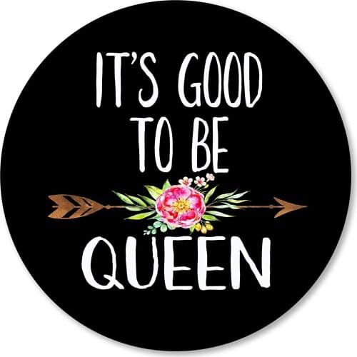 Mouse Pad Queen, Black Round Mousepad, Watercolor Floral Mouse Pads, Non-Slip Rubber Base Mouse Mat for Laptop and