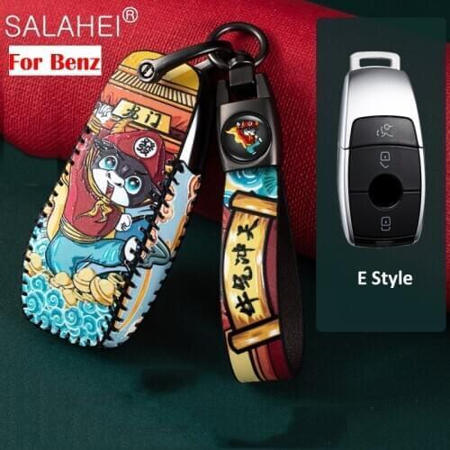 Leather Car Key Case Cover For Mercedes Benz 2017 E Class W213 2018 S class Accessories Car styling Remote Protective Shell Bag