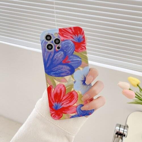 Retro Sweet romantic summer Flowers art Painting Phone Case For iPhone 11 12 Pro Max Xs Max XR Xs 7 8 Plus 7Plus case Cute Cover