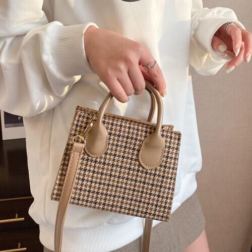 Retro Plaid Mini Handbags For Women 2021 Soft Pu Leather Crossbody Bag Female Small Shoulder Bag Wild Tote Bags Phone Purses