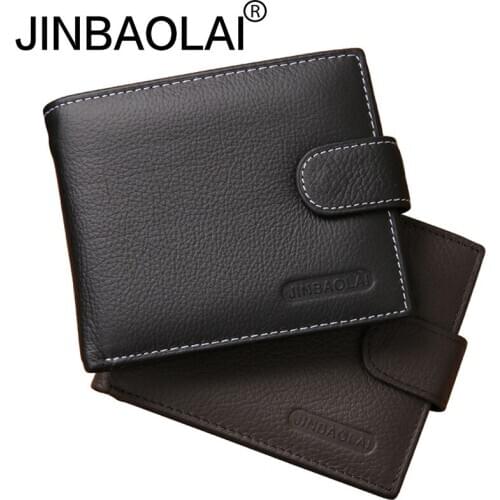 Fashion Casual Mens Wallet Genuine Leather Short Vintage Zipper Buckle Wallet Coin Purse Card Holders Business Male Purses