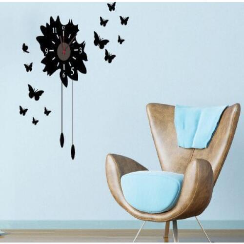 Butterfly wall clock Sticker Bedroom Living Room Home DIY Removable Mural PVC Decal custom removable waterproof