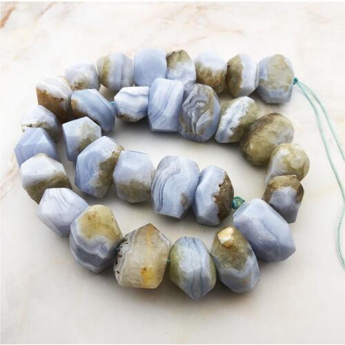 Natural Blue Chalcedony Faceted Gem stones Rondelle Nugget Freeform Loose Beads