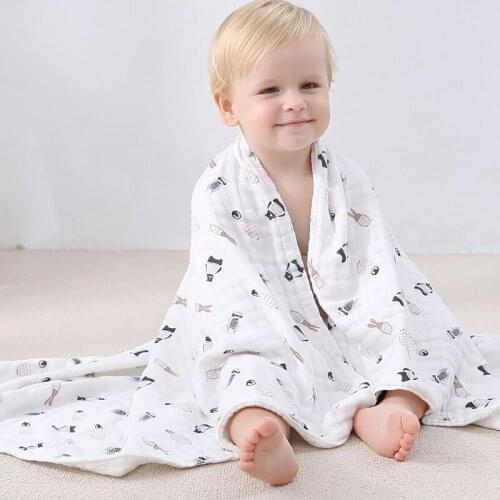 Print Swaddling Newborn Cotton Towel Super Soft Thick Blanket Kids Bedding Mattress Infant Shower Product Baby Accessories