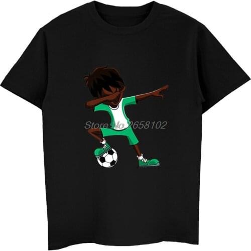 New Summer Men 100% Cotton T-shirt Cool Dabbing Soccers Boy Jersey Shirt, Nigeria Flag Footballer Slim Fit T Shirts Harajuku