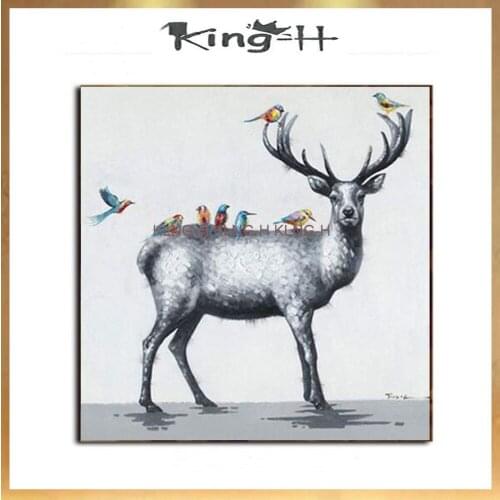 Nuevo lienzo moderno pintado a mano imágenes pintura al óleo loros elefante pintura pared Animal imagen para sala de estar deco