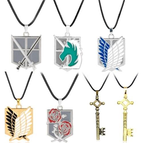 Attack On Titan Necklace Eren Key Shingeki No Kyojin Pendant Fashion Vintage Retro Anime Jewelry For Men Cosplay