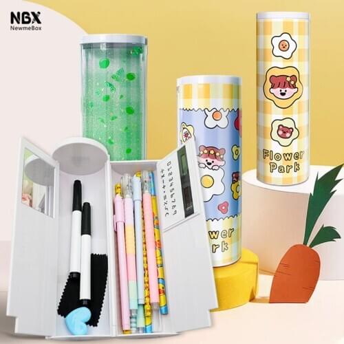 NewmeBox Quicksand Pencil Case New Cute Animal Trousse Scolaire Kawaii Cat Pencil Box With Calculator Nbx Sequins Pencil Cases