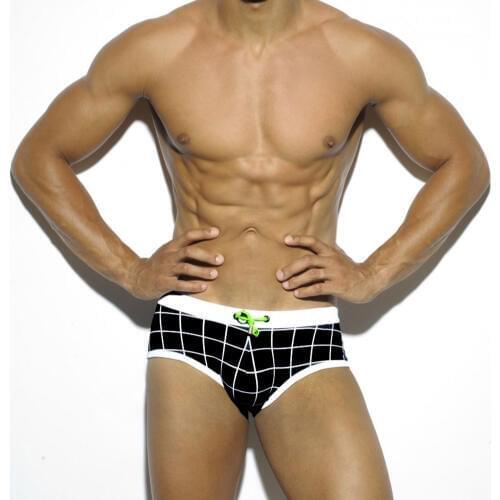 2019 Hot Sale Plaid Swim Briefs Sexy Men Swimwear Zwembroek Heren Sunga Masculina Gay Slip Swimsuits Men Swim Trunks