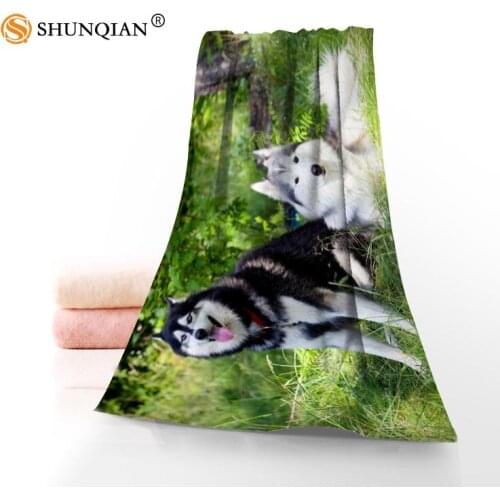 Face Towel/Bath Towel Custom Huskie Microfiber Hair/Face/Shower Towels Size 35x75cm, 70x140cm