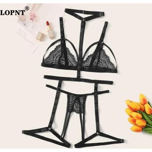 LOPNT lingerie set sexy lingerie set Three-point underwear brassiere lace underwear sets perspective bra set embroidered