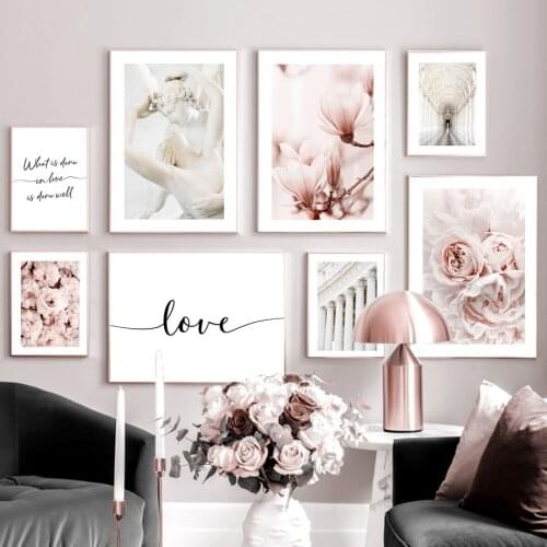 Roman Pillars Magnolia Peony Nordic Posters And Prints Maria Sculpture Art Canvas Painting Wall Pictures For Living Room Decor