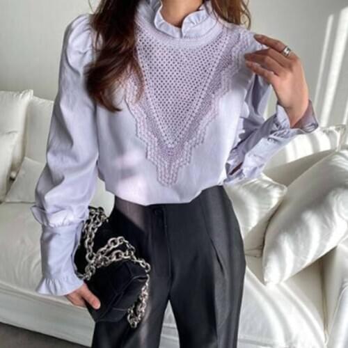 RUGOD Stand-up Collar Blouses