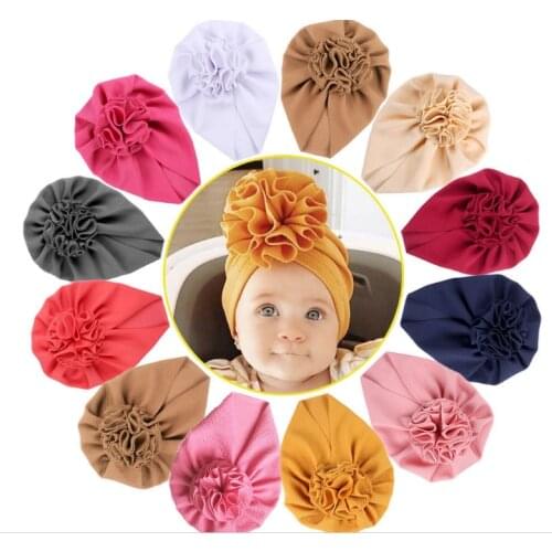 18pc/lot Solid Seersucker Sunflower Baby Hat 0-3T Turban Infant Toddler Newborn Baby Cap Bonnet Head wraps Kids Beanie Caps