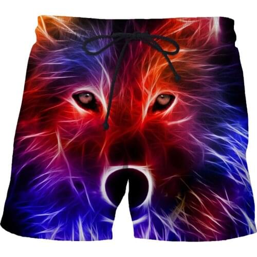 3D Cool Wolf Mens Shorts Summer Casual Loose Beach Pants Fashion Men And Women Street Harajuku Swimming Trunks S-6XL