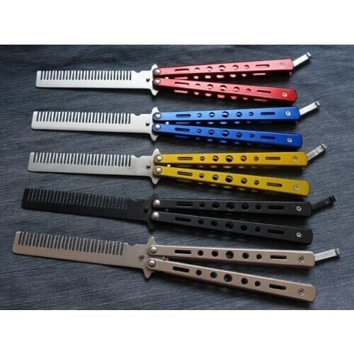 100pcs/lot Free shipping Delicate Pro Salon Stainless Steel Folding Training Butterfly Practice Style Knife Comb Tool