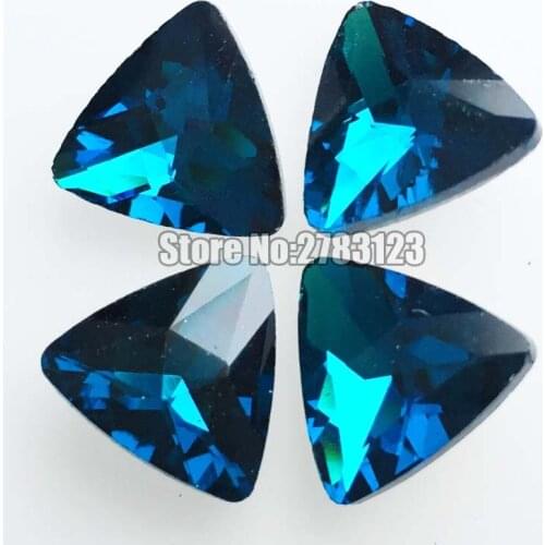 Factory sales! peacock blue Triangle AAA Glass pointback rhinestones,Mobile phone/nail art/diy/ accessories SWTP114