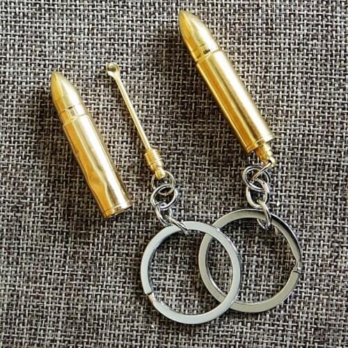 1Pcs Multifunctional Key Chain New Portable Bullet Shape Earpick Ear Pick Car Key Holder Keychain Rings Lovers Keyring Unisex