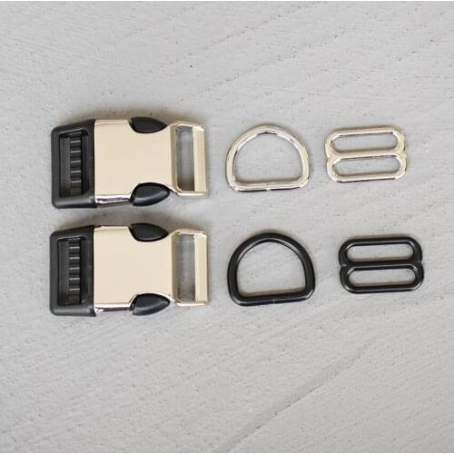 10 Sets 25mm Metal Hardware D Ring Belt Straps Piastic Side Release Buckle Curved Bracelet Dog Collar Accessories 3s8