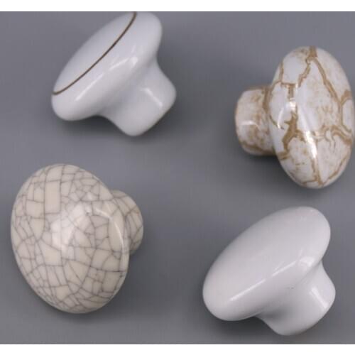 10PCS Crack Marble Design White Ceramic Cabinet Knobs Kitchen Cupboard Dresser Drawer Door Knob Pull Home Decor