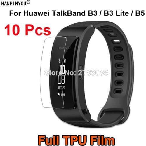10Pcs/Lot For Huawei TalkBand Talk Band B5 / B3 / B3 Lite Wristband Full Coverage Soft TPU Film Screen Protector (Not Glass)