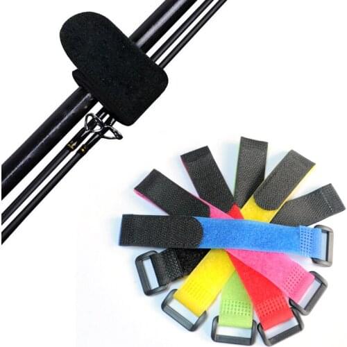 10pcs/lot Self Adhesive Reusable Cable Tie Nylon Fastener Hook Loop Strap Cord Ties Fishing Rod Tool Fastening Tape