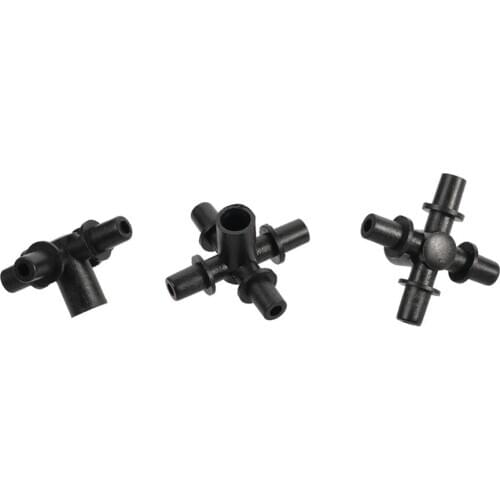 100 Pcs Garden Irrigation Hose Splitters Black 6mm Four Way Misting Sprayer Nozzles System Connection Couplings Accessories