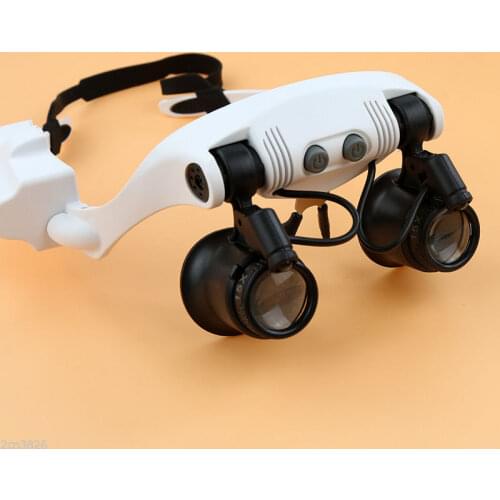 10X 15X 20X 25X Magnification Eyeglasses Headband Lighted Magnifier Watching Repairing Helping Magnifying Glass with LED Light