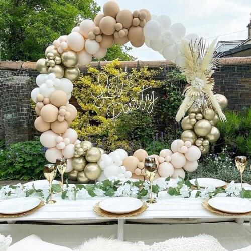 165pcs Doubeld Aprico Wedding Birthday Party Backdrop Baby Shower Supplies White Gold Holiday Dinner Table Sign Balloon Garland