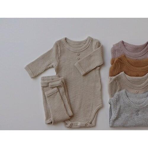 2021 new cotton boys girls 3 pcs set autumn cotton hat+romper+long pants cool soft babys pajama suit