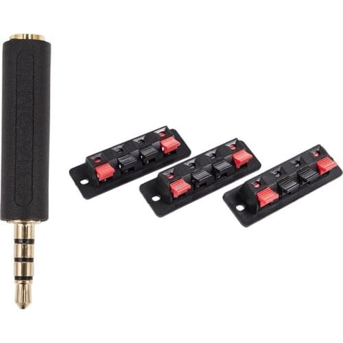 3Pcs Red and Black Spring Pressure Audio Connector Board Terminal with HOT SALE High Quality Rubber Earphone Adapter