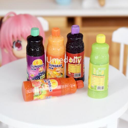 5PCS Cute Mini 1/6 Dollhouse Miniature Juice Drinks Bottle Model Pretend Play Blyth Doll Food Toy Accessories