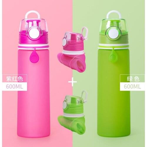 600ML Quality Collapsible Silicone Water Bottle Silicone Folding Kettle Outdoor Sport Water Bottle Camping Travel Running Bottle