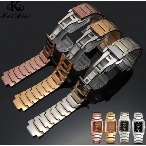 Tungsten steel watch accessories 6021 Leicester caston watch chain mens and womens tungsten steel watch band 21mm 13.5mm gold