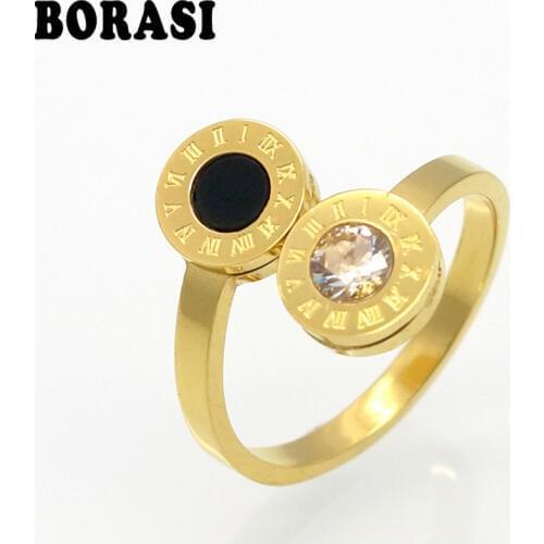 BORASI New Arrival Brand Delicate Zircon Roman Numerals Pattern Alliances Rings Best Gift For Women Manual Mosaic Love Ring