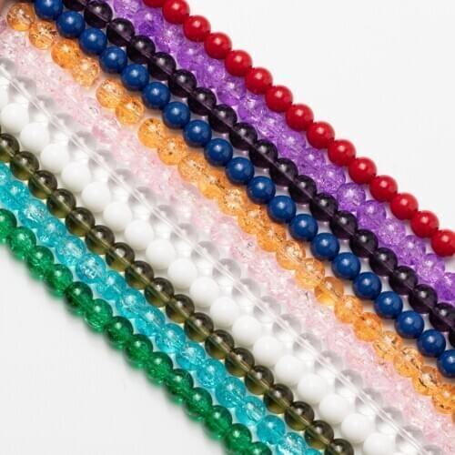 Wholesale Dull Polished Glass Beads Natural Stone Cracked Loose Beads for Jewelry DIY Necklace Bracelet Earring 4 6 8 10 12mm