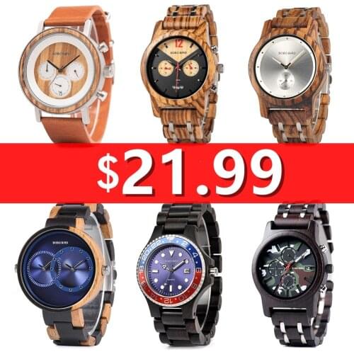 BOBO BIRD Promotion Wood Watch Couple Watces Fashion Casual Wristwatch Christmas Gift Birthday Present in Box Reloj Hombre