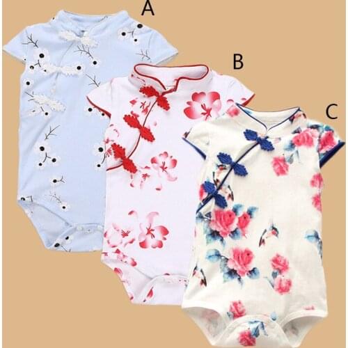 Chinese style baby clothing ethnic style cheongsam one-piece romper cotton baby summer one-piece thin section baby girl