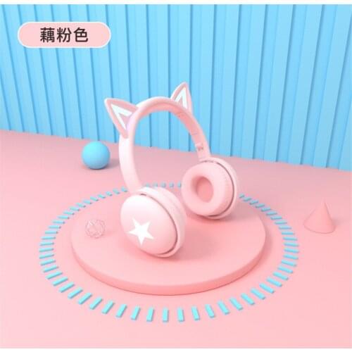 Kids Bluetooth 5.0 Headphones LED Light Cat Ears Headset Wireless Earphone HIFI Stereo Bass Headphone with Microphone For Kids