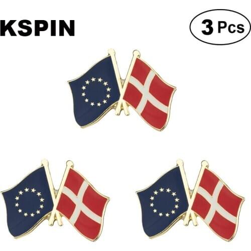 EU & Denmark Frendship Lapel Pin Brooches Pins Flag badge Brooch Badges