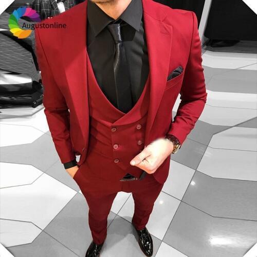 Classic slim Groomsmen Notch Lapel Groom Tuxedos Men Suits Wedding/Prom Best Man Blazer ( Jacket+Pants+Tie+Vest) A203