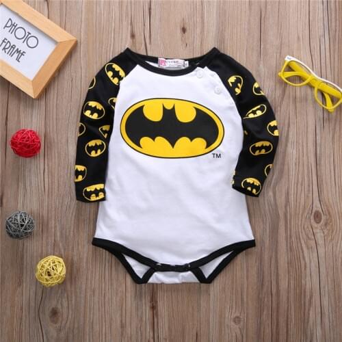 Europe Style kawaii rompers funny super hero cartoon Long sleeve newborn footies fashion boy girl clothing