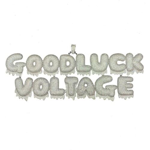 Custom Initial Name Bubble Letter Chain Pendant Necklaces Mens Dripping CZ Zircon Hip Hop Stainless Steel Jewelry Birthday Gift