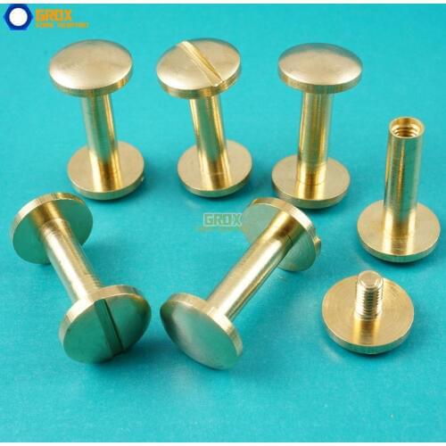50 Set 10*15mm Solid Brass Rivet Chicago Screw for Leather Craft Belt Wallet / Cambered