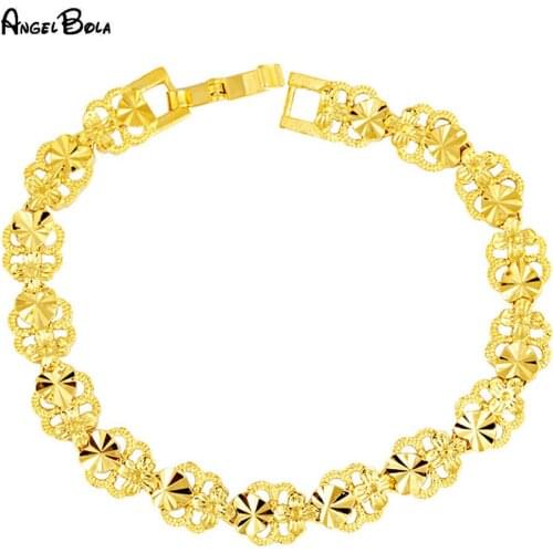 New Woman Gold Flower Love Heart Charm Bracelet Middle East Arabian Banquet Engagement Exquisite Luxury Jewelry Gift