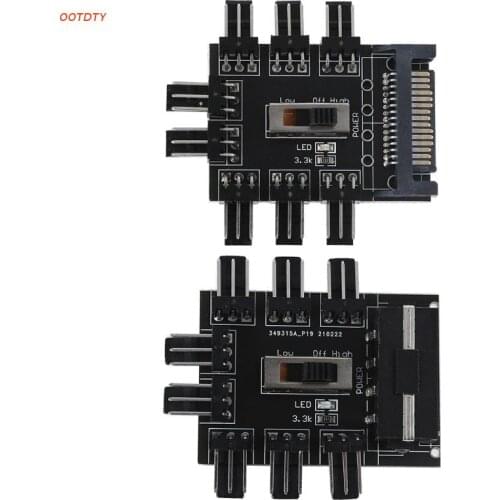 Cooler Cooling Fan Hub PC SATA 1 to 8 3Pin 12V Splitter Power Socket Adapter