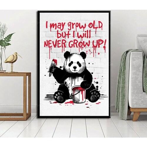 Graffiti Wall Artwork Pictures HD Prints Animal Panda Poster Home Decoration Canvas Paintings Modular No Frame For Living Room