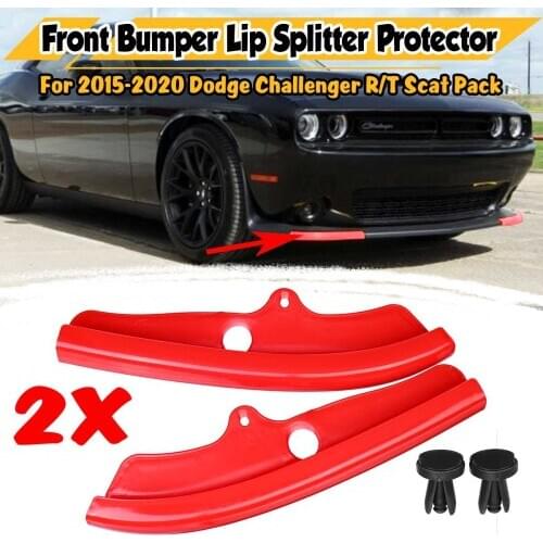 A Pair Car Front Bumper Splitter Protector Lip Spoiler Diffuser Guard Cover For 2015-2020 For Dodge Challenger R/T Scat Pack