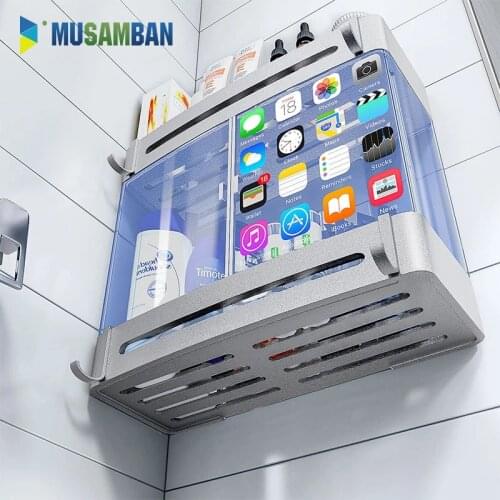 MUSAMBAN Bathroom Shelf Organizer Shower Storage Rack Black Corner Shelves Aluminum Toilet Shampoo Holder Bathroom Accessories