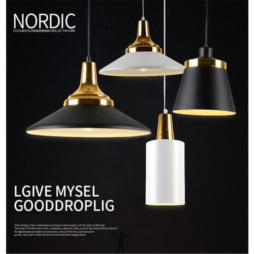 Loft Style Simple Modern LED Pendant Light Fixtures Black Iron Droplight Round Dining Room HangingLamp Home Indoor Lighting